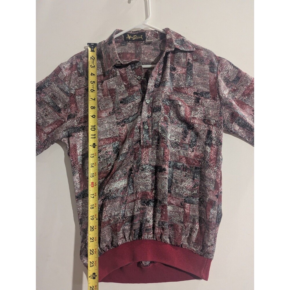 Vintage 80s Alan Stuart Banded Bottom Shirt | Abstract Geometric | Size Small - Picture 6 of 8